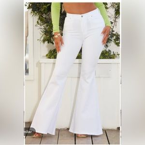 NWT Fashion Nova white high rise flare leg jeans
